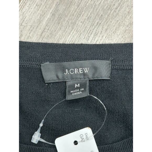 NWT J. Crew Womens Black Merino Wool Crew Neck Knitted Pullover Sweater Size M - Picture 4 of 9